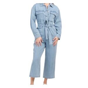 OAT New York Denim Long Sleeve Belted Jumpsuit Women's Sz M NWT